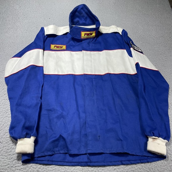 Vintage RCI Racing Jacket Mens L Blue White Fire Retardant SFI 3-2A/1 USA 80s